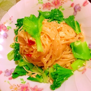 こぶ高菜と卵のあっさりパスタ